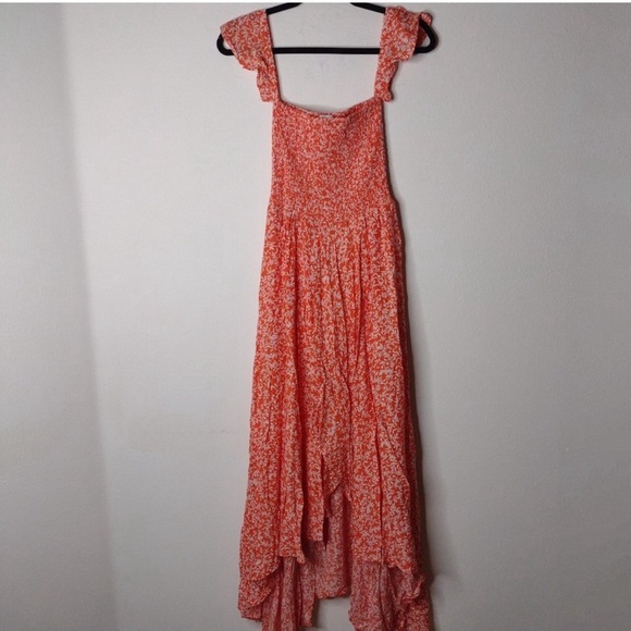 NWT Oliveaceous size S rayon dress,high low style with smocking on bust area. - Picture 1 of 4